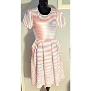 Draper James Knit Pocket Dress Womens Red White Blue Stripe Fit and Flare Size M